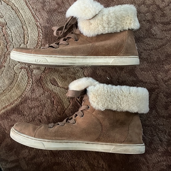 UGG CROFT HIGH TOP SNEAKER CHESTNUT BOOT BOOTIE SHEEPSKIN LEATHER SZ 12 - Picture 5 of 11